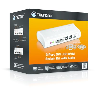 6. TRENDnet 2-Port-DVI/USB/Audio-KVM-Switch mit Kabeln