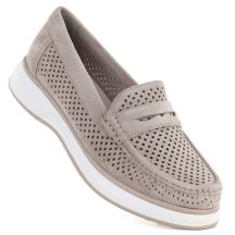 Graue Damen-Lords-Schuhe mit Lochmuster, Sergo Leone MK098H