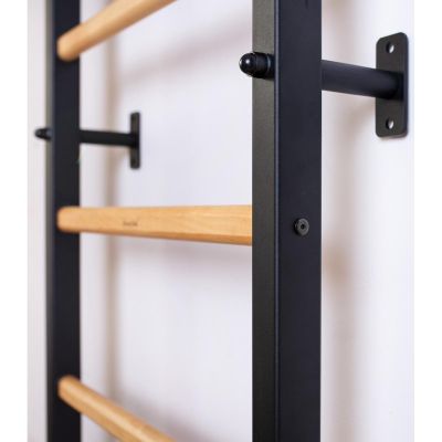 3. GYMNASTIK-Sprossenwand BENCHK mit verstellbarer Klimmzugstange aus Buchenholz und Gymnastikzubehör 711B A076