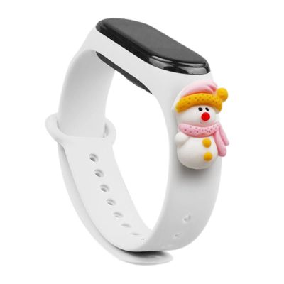 Strap Xmas für Xiaomi Mi Band 3 / 4 Weihnachts-Silikonarmband mit Schneemann - Weiß