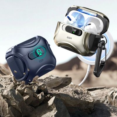 4. ESR Cyber ​​FlickLock MagSafe Hülle für AirPods Pro 3 – Marineblau