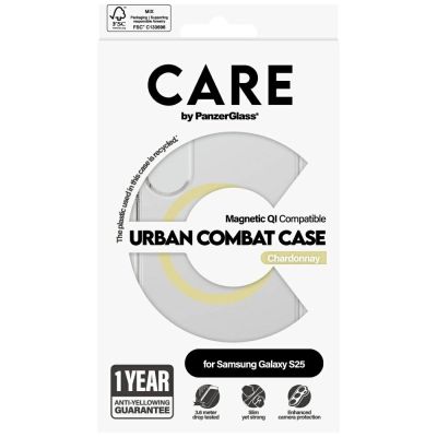 4. CARE by PanzerGlass Flagship Urban Combat Chardonnay QI Hülle für Samsung Galaxy S25 - Transparent