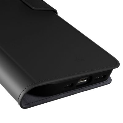 7. Puro Booklet Hülle mit Klappdeckel und Brieftasche für iPhone 16e/17e – Schwarz