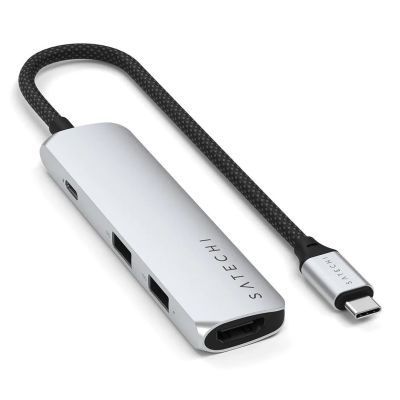 5. Satechi 4-in-1 USB-C Slim Multiport Adapter 4K - Aluminium-Adapter für USB-C Mobilgeräte (USB-C, 4K HDMI, 2x USB-A) (Silber)