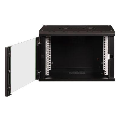 27. Digitus Unique 19" 7U Wand-Netzwerkschrank 600x450 mm, Glastür, schwarz, ungeteilt, montiert, 100 kg