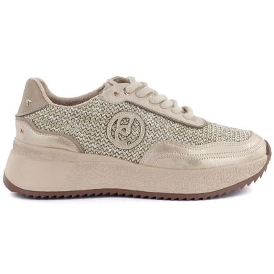 2. Damen-Sneaker aus Leder mit goldener Borte, Gino Fabiani OL39-5 GOLD