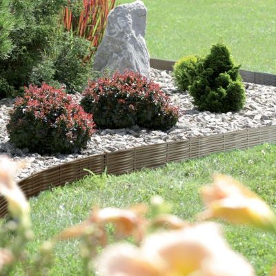 5. Garten-Palisaden-Rasenkantenbeet aus Weide, 390 cm, grauer Stein