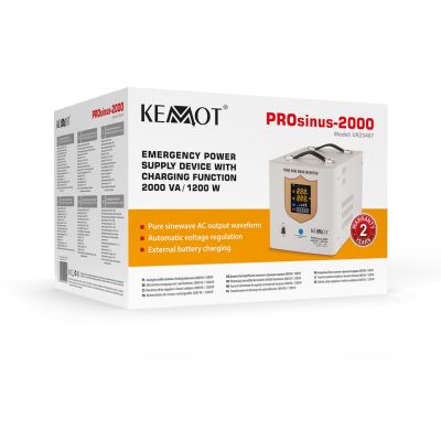 2. KEMOT PROsinus-2000 Notstromversorgung, reiner Sinuswellenwandler mit Ladefunktion 12 V 230 V 2000 VA/1200 W