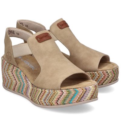 4. Beige Keilsandalen für Damen Rieker 69472-60