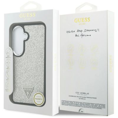 8. Guess Fixed Glitter Triangle MagSafe Hülle für Samsung Galaxy S26 - Silber