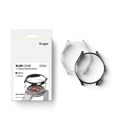 11. Ringke Slim 2er-Pack Hülle für Samsung Galaxy Watch 6 Classic 43 mm - Schwarz und Transparent