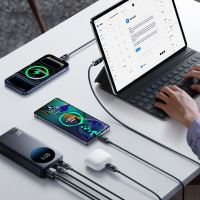 12. Joyroom JR-PBF02 Pro 20000 mAh 45W Powerbank mit Digitalanzeige, 2x USB-A, 2x USB-C – Schwarz