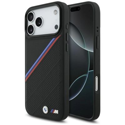 BMW M Tricolor Metal Logo MagSafe Case für iPhone 17 Pro Max – Schwarz
