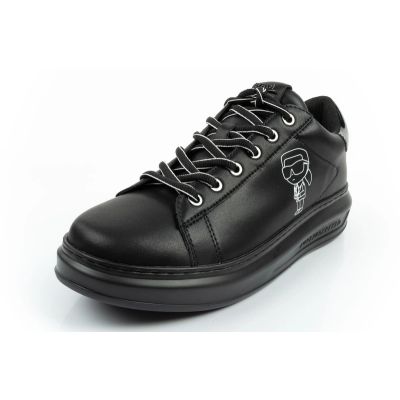 3. Karl Lagerfeld Herrenschuhe Sneaker Kapri aus naturfarbenem Leder, schwarz