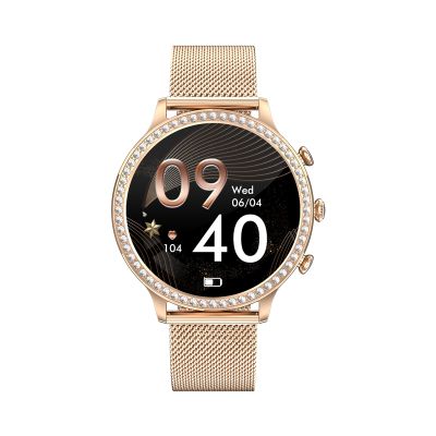 7. VELTORI VT310-1 Damen-Smartwatch, Goldarmband + rosa Silikonarmband