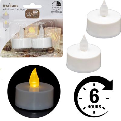 15. 2er-Set LED-Teelichter mit Timer, weiß