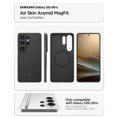 9. Spigen AirSkin Aramid Mag MagSafe Hülle für Samsung Galaxy S26 Ultra - Schwarz