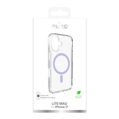 2. Puro Lite Mag TPU+PC-Hülle kompatibel mit MagSafe für iPhone 17 – Transparent mit rosa Ring