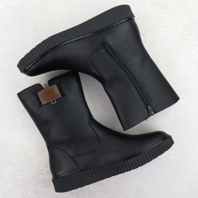 14. Schwarze Damen-Lederboots mit Plateau Rieker Y4355-00
