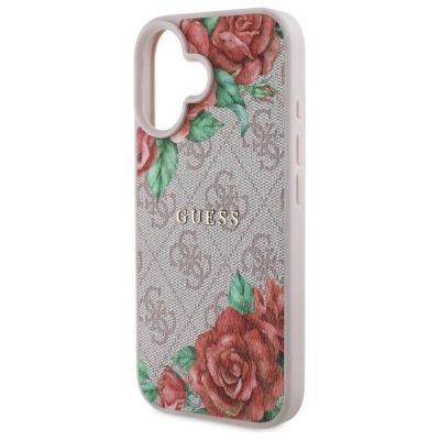 6. Guess GUHMP16SP4ROPEMCP iPhone 16 6,1" Pink/Pink Hardcase 4G Flowers Print MagSafe