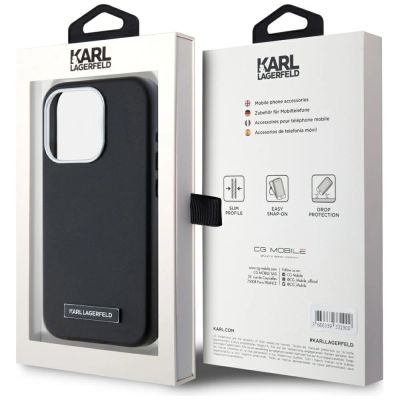 8. Karl Lagerfeld FW Metal Plate MagSafe iPhone 15 Pro Max Hülle - Schwarz