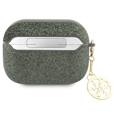 2. Guess GUAP2GLGSHA AirPods Pro 2 Cover Grün/Kaki Glitter Flake 4G Charm
