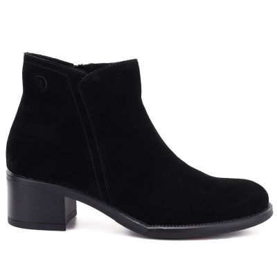 2. Schwarze Damen-Ankle-Boots aus Leder mit Blockabsatz, Sergio Leone BT-52-S