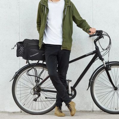 6. Wozinsky Fahrrad-Gepäckträgertasche mit Schultergurt, 9 l (Regenschutz inklusive), Schwarz (WBB22BK)
