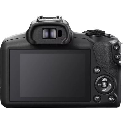 5. Canon EOS R100 spiegellose Systemkamera + RF-S 18-45mm F4.5-6.3 IS STM Objektiv, 24,1 MP, ISO-Empfindlichkeit (max.) 12800, Displaydiagonale 3,0 Zoll, WLAN-Netzwerk: Automatisch/Manuell, CMOS-Sensor, Schwarz