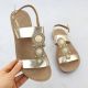 Flache Damensandalen mit Verzierung, Melissa Gold, Filippo DS6882