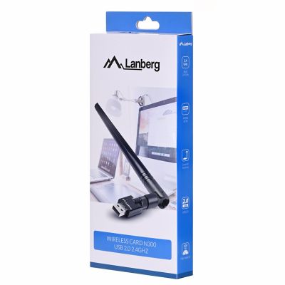 10. Lanberg N300 NC-0300-WIE Netzwerkkarte (USB 2.0, WLAN-Antennenanschluss)