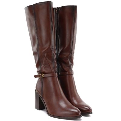 5. Damenstiefel mit Blockabsatz, braun, Sergio Leone KZ-08