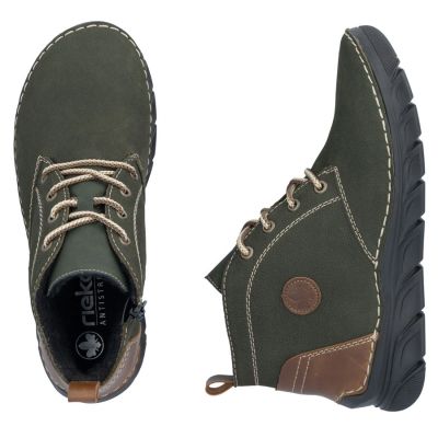 11. Gefütterte grüne Damen-Ankle-Boots aus Leder von Rieker (Modell 55036-54)