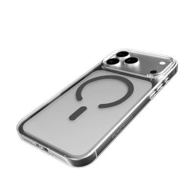 9. Puro Lite Mag TPU+PC Hülle kompatibel mit MagSafe für iPhone 17 Pro Max - Transparent mit grauem Ring