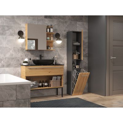 3. NEL III Badezimmerschrank 31x30xH174 Anthrazit/Artisan