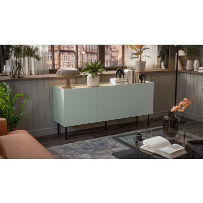 4. FELLINI Kommode 150x40x70, olivgrün + geölte Eichenplatte