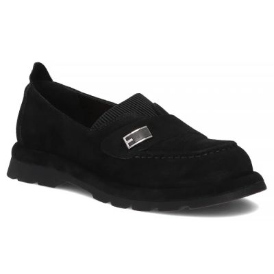 Damen-Ledermokassins mit Gummiband, schwarz, Filippo DP7947