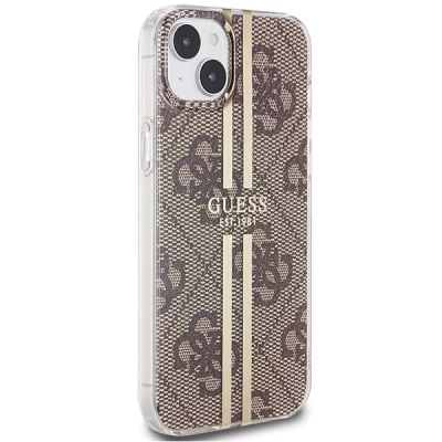 4. Guess IML 4G Gold Stripe Hülle für iPhone 15 Plus / 14 Plus – braun
