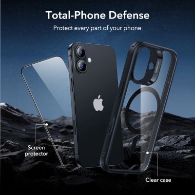 5. ESR Classic Hybrid MagSafe + Panzerglas-Set für iPhone 17 - Klares Schwarz