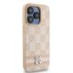 4. DKNY Lederhülle mit kariertem Monomuster und bedruckten Streifen für iPhone 15 Pro Max – Rosa