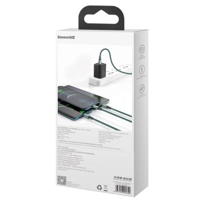 6. Baseus Rapid Series 3in1 USB-C – USB-C/ Lightning /Micro-USB-Kabel 20 W PD 1,5 m – grün