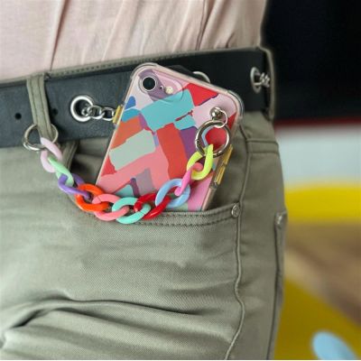 4. Color Chain Case Gel elastisches Etui mit Kette und Anhänger für iPhone XS / iPhone X mehrfarbig