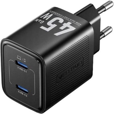 Vention 45W GaN PD Ladegerät 2x USB-C Schwarz