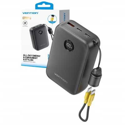 Vention Powerbank 20000mAh 2 x USB-C 1 x USB-A mit Display 22,5W schwarz