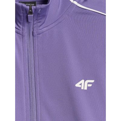 7. Lockerer Sport-Sweatshirt für Mädchen ohne Kapuze 4F 4FJRSS26TSWSF3057-51S