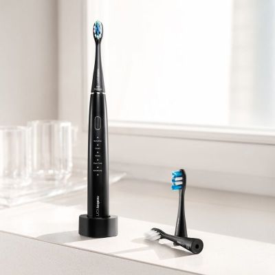 4. Niceboy SONICBLACK Elektrische Zahnbürste für Erwachsene, Vibrationszahnbürste, Schwarz