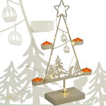 METALLER LED-WEIHNACHTSBAUM-KERZENHALTER 38 CM WEISS
