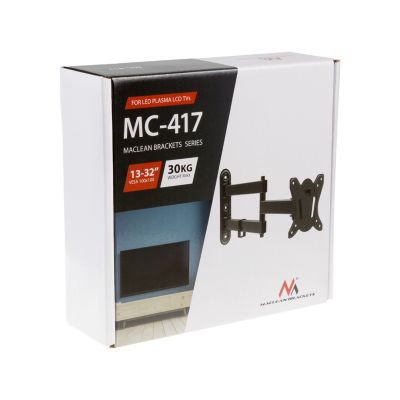 11. MACLEAN Wandhalterung für Fernseher oder Monitor, max. VESA 100x100, 13-32", 30 kg, Schwarz, MC-417