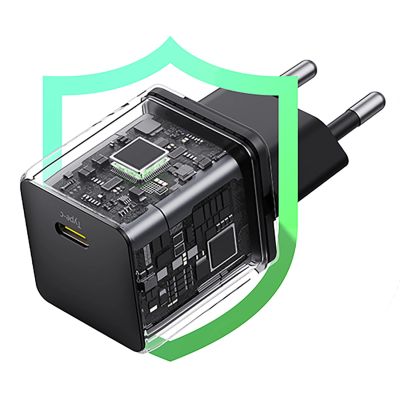 12. Baseus Palm 1C 20W Wandladegerät (mit Baseus Mini White USB-C 60W (20V/3A) 1m Kabel) - Schwarz