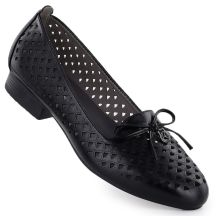 Schwarze Damen-Lords-Schuhe mit Lochmuster, Modell Jezzi 222-5